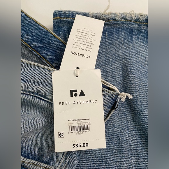 Free Assembly FRAYED PATCHWORK mid rise modern straight men’s size 34x30 - Picture 7 of 16